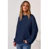 imageArachampampCloz Womens Wool Blend Oversized Sweaters Crewneck Casual Fall Outfits Fashion TopsNavy
