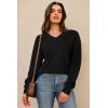 imageArachampampCloz Womens Wool Blend V Neck Fall Business Casual Sweater Tops 2025Black