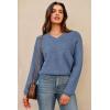 imageArachampampCloz Womens Wool Blend V Neck Fall Business Casual Sweater Tops 2025Denim Blue