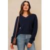 imageArachampampCloz Womens Wool Blend V Neck Fall Business Casual Sweater Tops 2025Navy