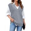 imageArachampampCloz Womens Sweater Vest 2024 Fall Winter Knitted V Neck Oversized Casual Cap Sleeve Pullover Tank TopsGrey