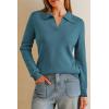 imageArachampampCloz Womens Wool Blend Collared Fall Pullover Sweaters Business Casual Outfits 2025Blue