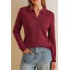 imageArachampampCloz Womens Wool Blend Collared Fall Pullover Sweaters Business Casual Outfits 2025Dark Red