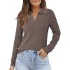 imageArachampampCloz Womens Wool Blend Collared Fall Pullover Sweaters Business Casual Outfits 2025Coffee