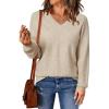 imageArachampampCloz Womens Wool Blend V Neck Fall Business Casual Sweater Tops 2025Apricot