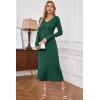 imageArachampampCloz 2025 Spring Womens V Neck Long Sleeve Fishtail Sweater Dress Ribbed Knit Slim Fit Bodycon Midi DressGreen