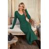 imageArachampampCloz 2025 Spring Womens V Neck Long Sleeve Fishtail Sweater Dress Ribbed Knit Slim Fit Bodycon Midi DressGreen