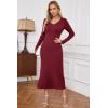 imageArachampampCloz 2025 Spring Womens V Neck Long Sleeve Fishtail Sweater Dress Ribbed Knit Slim Fit Bodycon Midi DressRed