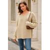 imageArachampampCloz Womens Wool Blend Oversized V Neck Casual Sweaters 2025Apricot