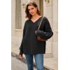 imageArachampampCloz Womens Wool Blend Oversized V Neck Casual Sweaters 2025Black