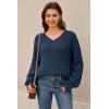 imageArachampampCloz Womens Wool Blend Oversized V Neck Casual Sweaters 2025Dark Blue