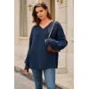 imageArachampampCloz Womens Wool Blend Oversized V Neck Casual Sweaters 2025Dark Blue