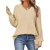 imageArachampampCloz Womens Wool Blend Oversized V Neck Casual Sweaters 2025Apricot