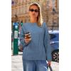 imageArachampampCloz Womens Wool Blend Cable Knit Fall Winter Chunky Oversized Sweaters 2025Blue