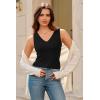 imageArachampampCloz Womens Wool Blend Sweaters Non See Through Double VNeck AllSeason Tank 2025Black