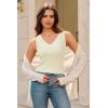 imageArachampampCloz Womens Wool Blend Sweaters Non See Through Double VNeck AllSeason Tank 2025Offwhite Cream