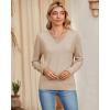 imageArachampampCloz 2 Pack Womens Sweaters 2024 Lightweight Soft V Neck Long Sleeve Fall Tops Fashion Clothes Casual Shirts PulloverApricotgrey