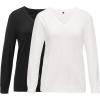 imageArachampampCloz 2 Pack Womens Sweaters 2024 Lightweight Soft V Neck Long Sleeve Fall Tops Fashion Clothes Casual Shirts PulloverBlackbeige Off White