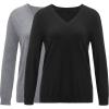 imageArachampampCloz 2 Pack Womens Sweaters 2024 Lightweight Soft V Neck Long Sleeve Fall Tops Fashion Clothes Casual Shirts PulloverBlackgrey