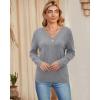 imageArachampampCloz 2 Pack Womens Sweaters 2024 Lightweight Soft V Neck Long Sleeve Fall Tops Fashion Clothes Casual Shirts PulloverBlackgrey