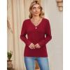 imageArachampampCloz 2 Pack Womens Sweaters 2024 Lightweight Soft V Neck Long Sleeve Fall Tops Fashion Clothes Casual Shirts PulloverBurgundygreen