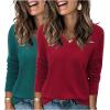 imageArachampampCloz 2 Pack Womens Sweaters 2024 Lightweight Soft V Neck Long Sleeve Fall Tops Fashion Clothes Casual Shirts PulloverBurgundygreen