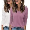 imageArachampampCloz 2 Pack Womens Sweaters 2024 Lightweight Soft V Neck Long Sleeve Fall Tops Fashion Clothes Casual Shirts PulloverOff Whitegrey Purple