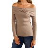 imageArachampampCloz Womens Wool Blend Slim Fit Off The Shoulder Fall Sweater 2025Khaki