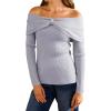 imageArachampampCloz Womens Wool Blend Slim Fit Off The Shoulder Fall Sweater 2025Light Gray