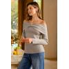 imageArachampampCloz Womens Wool Blend Slim Fit Off The Shoulder Fall Sweater 2025Oatmeal Coffee