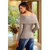 imageArachampampCloz Womens Wool Blend Slim Fit Off The Shoulder Fall Sweater 2025Oatmeal Coffee