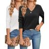 imageArachampampCloz 2 Pack Womens Sweaters 2024 Lightweight Soft V Neck Long Sleeve Fall Tops Fashion Clothes Casual Shirts PulloverBlackbeige Off White