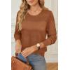 imageArachampampCloz Womens Fall Sweaters 2024 Crochet Crew Neck Long Sleeve Knit Tops Pullover Fashion Clothes OutfitsCaramel