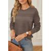 imageArachampampCloz Womens Fall Sweaters 2024 Crochet Crew Neck Long Sleeve Knit Tops Pullover Fashion Clothes OutfitsCoffee