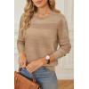 imageArachampampCloz Womens Fall Sweaters 2024 Crochet Crew Neck Long Sleeve Knit Tops Pullover Fashion Clothes OutfitsDark Apricot