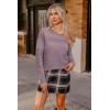 imageArachampampCloz Womens Fall Sweaters 2024 Crochet Crew Neck Long Sleeve Knit Tops Pullover Fashion Clothes OutfitsGrey Purple