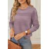 imageArachampampCloz Womens Fall Sweaters 2024 Crochet Crew Neck Long Sleeve Knit Tops Pullover Fashion Clothes OutfitsGrey Purple