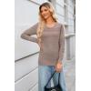 imageArachampampCloz Womens Fall Sweaters 2024 Crochet Crew Neck Long Sleeve Knit Tops Pullover Fashion Clothes OutfitsNutmeg