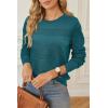 imageArachampampCloz Womens Fall Sweaters 2024 Crochet Crew Neck Long Sleeve Knit Tops Pullover Fashion Clothes OutfitsPeacock Green