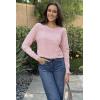 imageArachampampCloz Womens Fall Sweaters 2024 Crochet Crew Neck Long Sleeve Knit Tops Pullover Fashion Clothes OutfitsPink