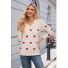imageArachampampCloz Womens Spring Tops 2025 Fashion Trendy V Neck Long Sleeve Shirts Knitted Casual Pullover Sweater ClothesApricot Red Heart