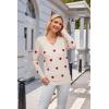 imageArachampampCloz Womens Spring Tops 2025 Fashion Trendy V Neck Long Sleeve Shirts Knitted Casual Pullover Sweater ClothesApricot Red Heart