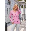 imageArachampampCloz Womens Spring Tops 2025 Fashion Trendy V Neck Long Sleeve Shirts Knitted Casual Pullover Sweater ClothesPink Rose Heat