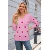 imageArachampampCloz Womens Spring Tops 2025 Fashion Trendy V Neck Long Sleeve Shirts Knitted Casual Pullover Sweater ClothesPink Rose Heat