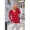 imageArachampampCloz Womens Spring Tops 2025 Fashion Trendy V Neck Long Sleeve Shirts Knitted Casual Pullover Sweater ClothesWhite Red Heart