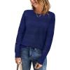 imageArachampampCloz Womens Fall Sweaters 2024 Crochet Crew Neck Long Sleeve Knit Tops Pullover Fashion Clothes OutfitsNavy