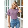 imageArachampampCloz Womens Summer Fall Scalloped Lace Cuff Crewneck Tops Textured ShirtsXgrey Purple