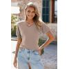 imageArachampampCloz Womens 2025 Summer Short Puff Sleeve Shirts V Neck Cute Blouses Dressy Casual Trendy Sweater TopsNutmeg