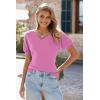 imageArachampampCloz Womens 2025 Summer Short Puff Sleeve Shirts V Neck Cute Blouses Dressy Casual Trendy Sweater TopsRose Red