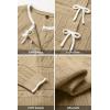 imageArachampampCloz Womens Bow Sweaters Fall Color Block Casual Cardigan Sweaters 2025Khakiwhite